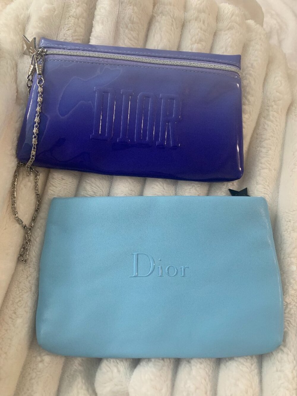Dior Blue Cosmetic Bag/ Wristlet Set